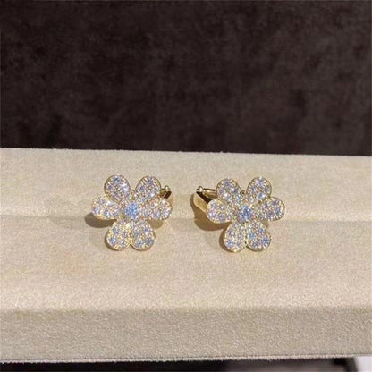 [CA]FRIVOLE GOLD FLOWER DIAMOND EARRINGS