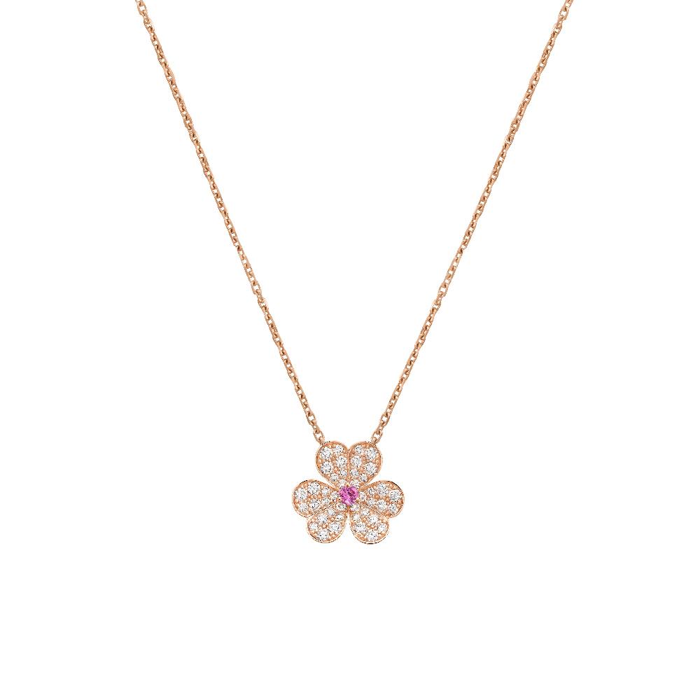 [CA]FRIVOLE ROSE GOLD FLOWER DIAMOND NECKLACE