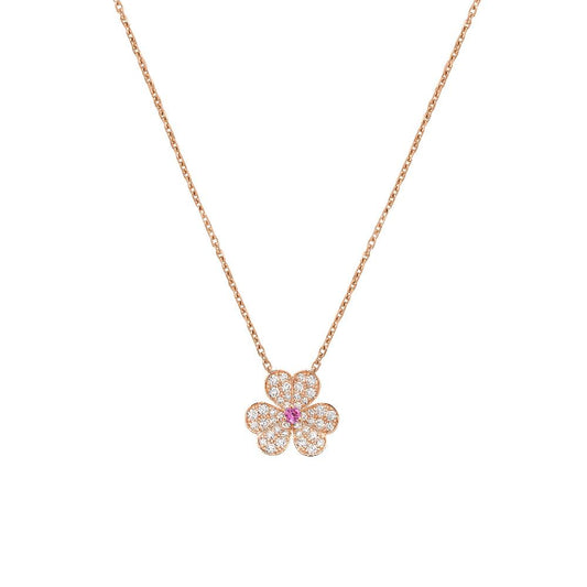 [CA]FRIVOLE ROSE GOLD FLOWER DIAMOND NECKLACE