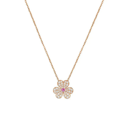 [CA]FRIVOLE ROSE GOLD FLOWER DIAMOND NECKLACE