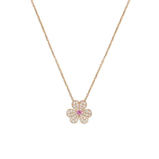 [CA]FRIVOLE ROSE GOLD FLOWER DIAMOND NECKLACE