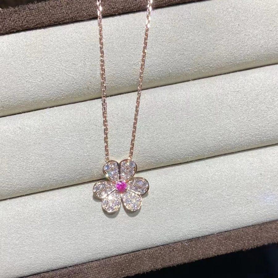 [CA]FRIVOLE ROSE GOLD FLOWER DIAMOND NECKLACE