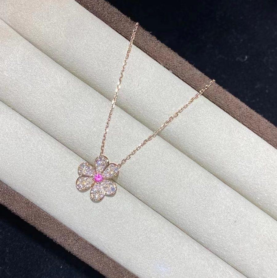 [CA]FRIVOLE ROSE GOLD FLOWER DIAMOND NECKLACE