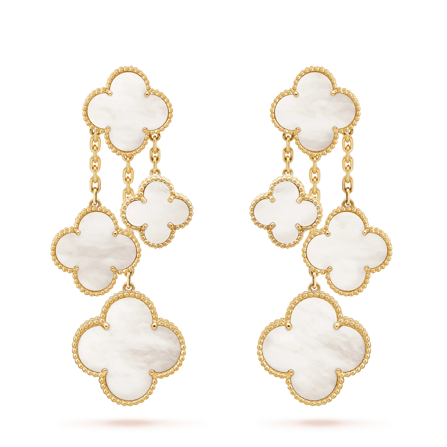 [CA]CLOVER EARRINGS WHITE MOP 4 MOTIFS GOLD