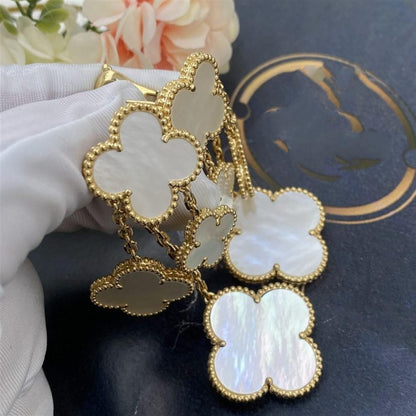 [CA]CLOVER EARRINGS WHITE MOP 4 MOTIFS GOLD