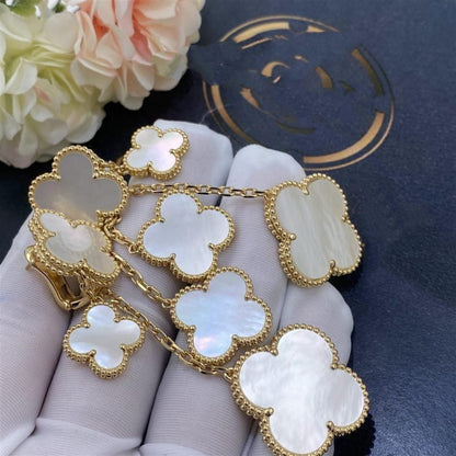 [CA]CLOVER EARRINGS WHITE MOP 4 MOTIFS GOLD