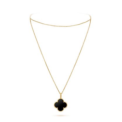 [CA]CLOVER 25MM GOLD ONYX BIG CLOVER NECKLACE