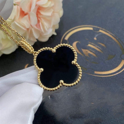 [CA]CLOVER 25MM GOLD ONYX BIG CLOVER NECKLACE