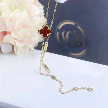 [CA]CLOVER  CARNELIAN SINGLE FLOWER BRACELET