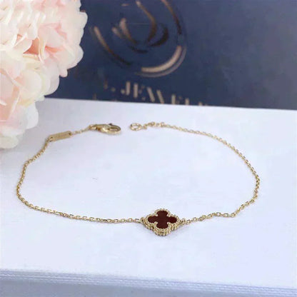 [CA]CLOVER  CARNELIAN SINGLE FLOWER BRACELET