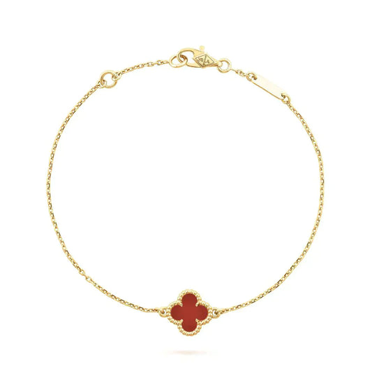 [CA]CLOVER  CARNELIAN SINGLE FLOWER BRACELET