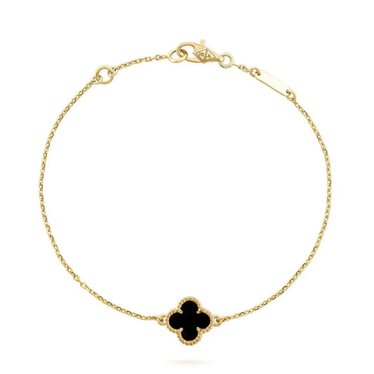 [CA]CLOVER ONYX SINGLE FLOWER BRACELET