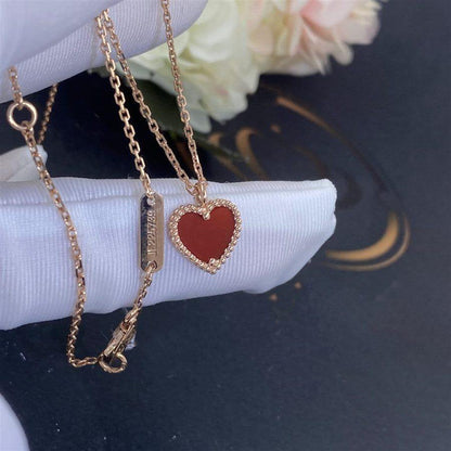 [CA]SWEET CLOVER CARNELIAN HEART NECKLACE