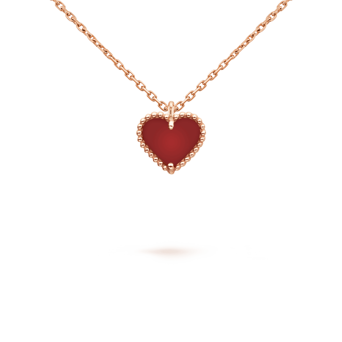 [CA]SWEET CLOVER CARNELIAN HEART NECKLACE