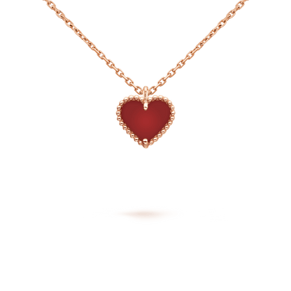 [CA]SWEET CLOVER CARNELIAN HEART NECKLACE