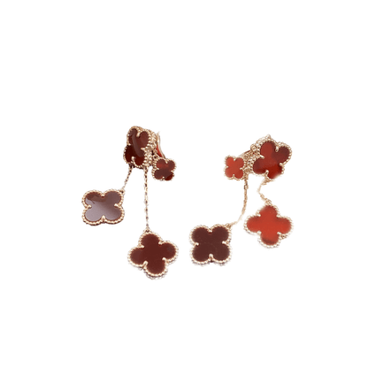 [CA]CLOVER EARRINGS CARNELIAN 4 MOTIFS PINK GOLD