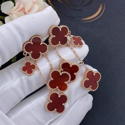 [CA]CLOVER EARRINGS CARNELIAN 4 MOTIFS PINK GOLD