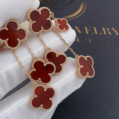 [CA]CLOVER EARRINGS CARNELIAN 4 MOTIFS PINK GOLD