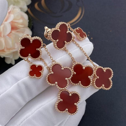 [CA]CLOVER EARRINGS CARNELIAN 4 MOTIFS PINK GOLD