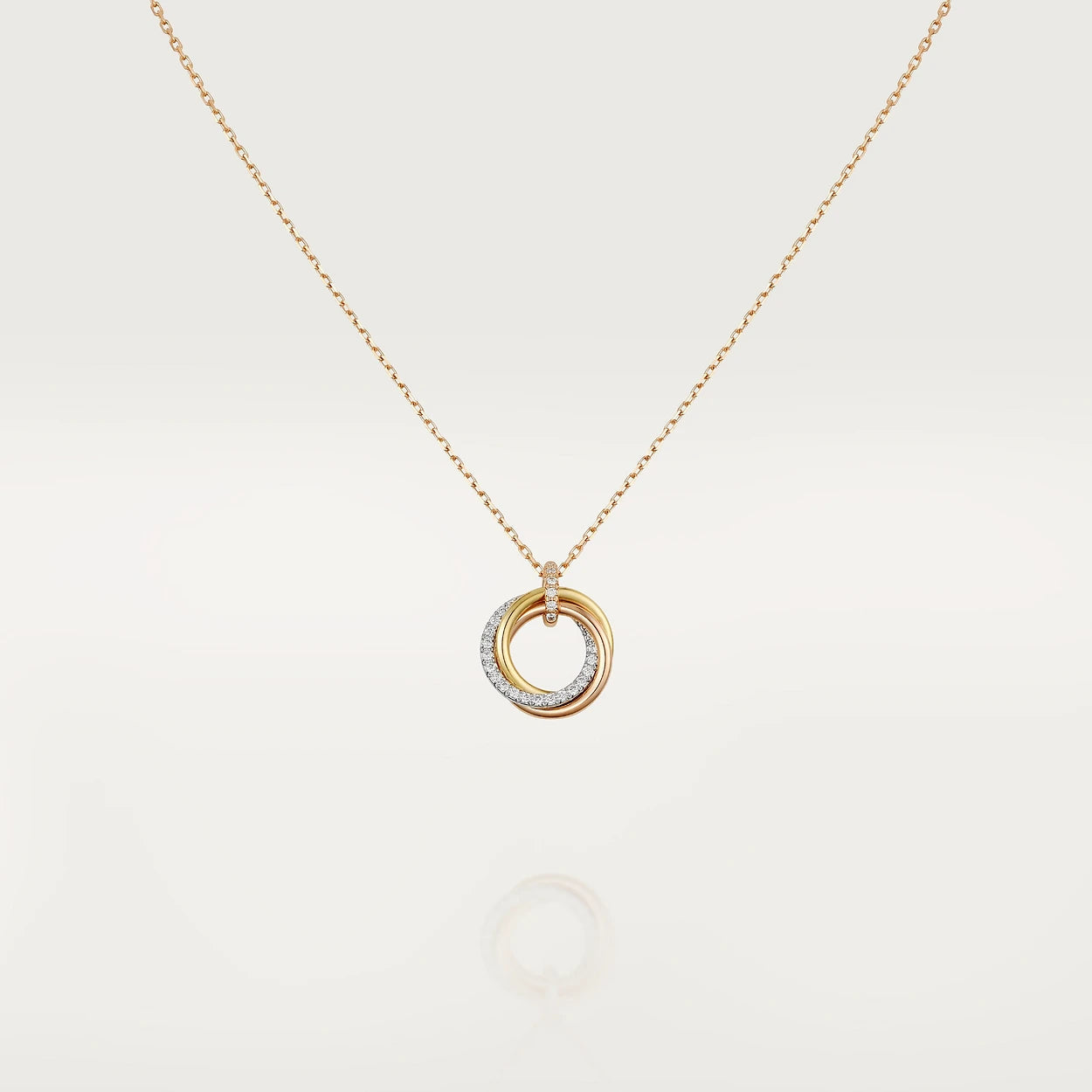 [CA]TRINITY NECKLACE SILVER GOLD PINK GOLD DIAMONDS