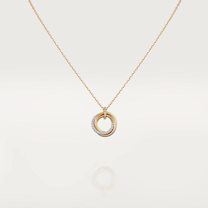 [CA]TRINITY NECKLACE SILVER GOLD PINK GOLD DIAMONDS