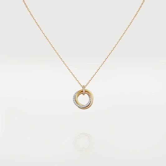 [CA]TRINITY NECKLACE SILVER GOLD PINK GOLD DIAMONDS