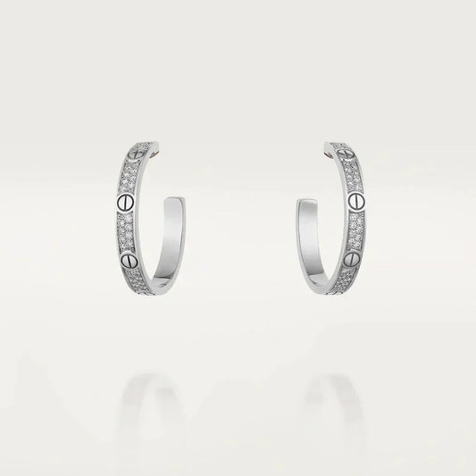 [CA]LOVE DIAMOND SILVER HOOP EARRINGS