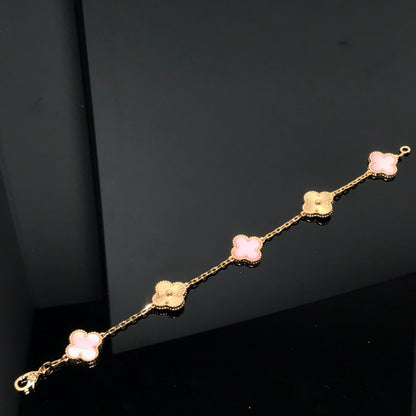 [CA]CLOVER BRACELET 5 MOTIF PINK AND PINK GOLD