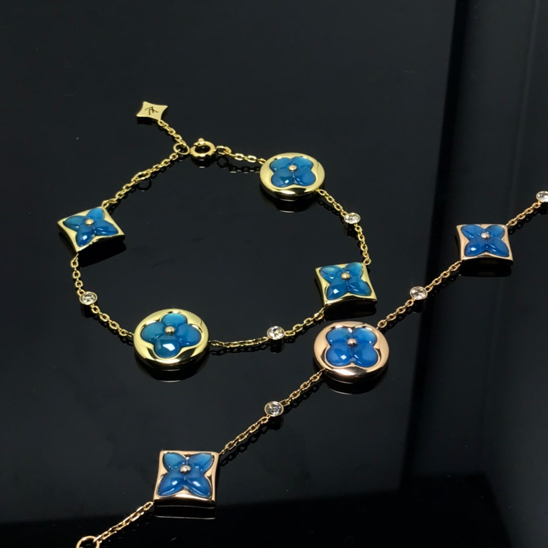 [CA]STAR AND SUN 4 MOTIF BLUE BRACELET