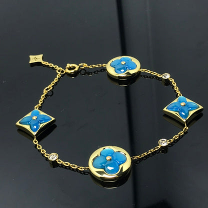 [CA]STAR AND SUN 4 MOTIF BLUE BRACELET