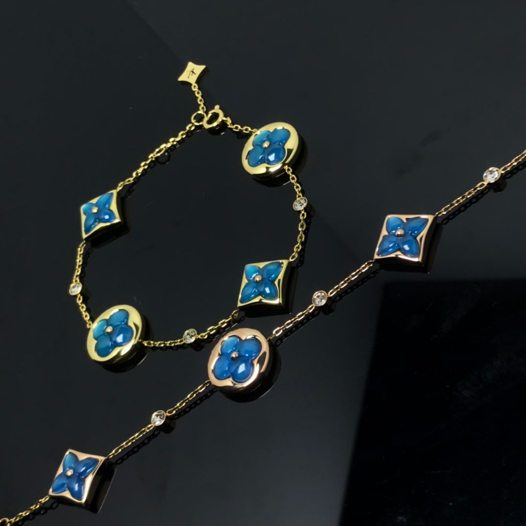 [CA]STAR AND SUN 4 MOTIF BLUE BRACELET