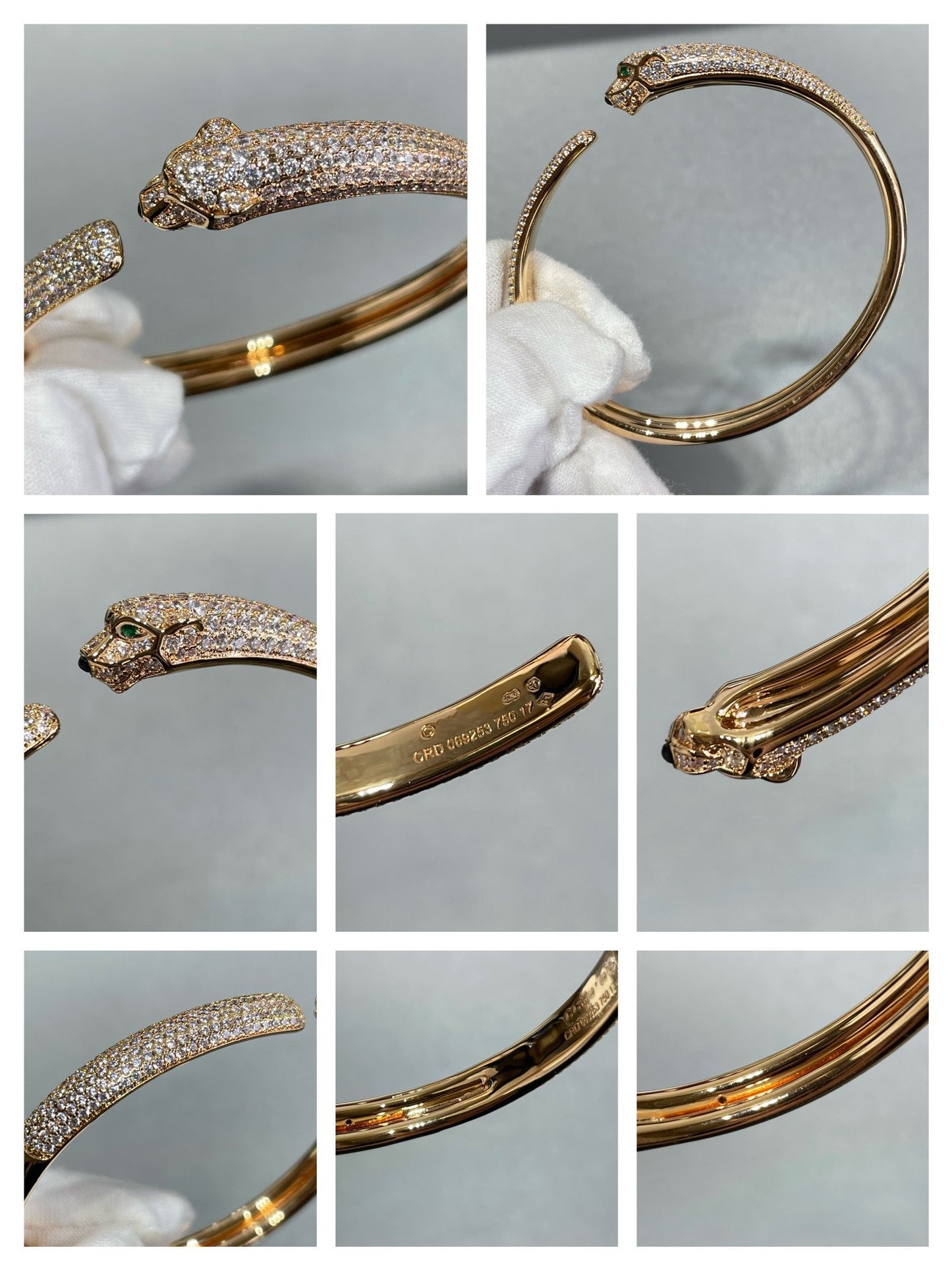 [CA]PANTHERE FULL DIAMOND OPEN BRACELET