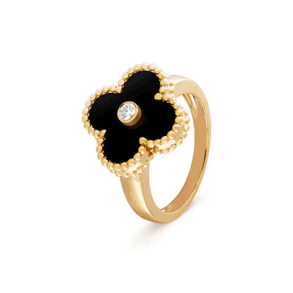 [CA]CLOVER ONYX RING GOLD DIAMOND