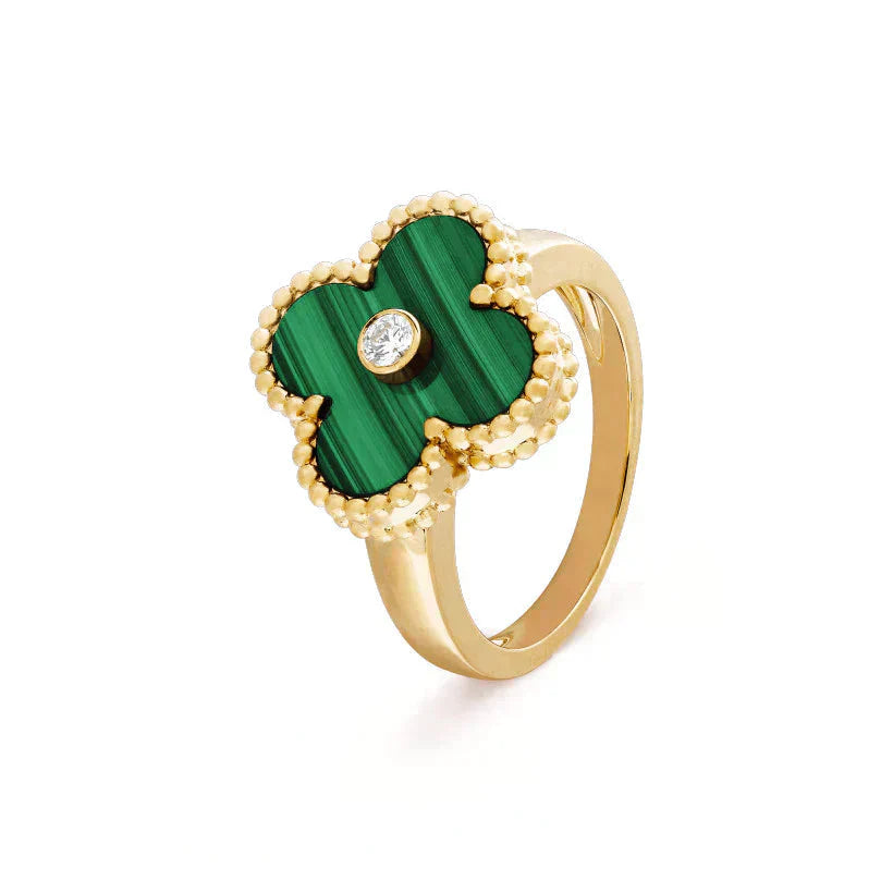 [CA]CLOVER MALACHITE RING GOLD DIAMOND