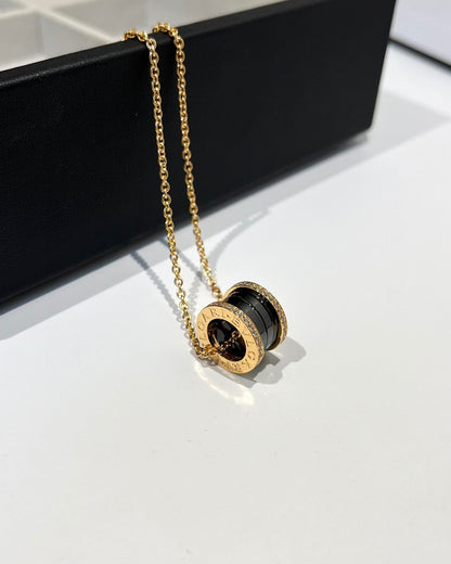 [CA]ZERO 1 BLACK CERAMIC DIAMOND PINK GOLD NECKLACE