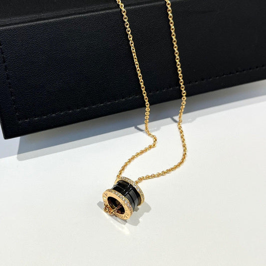 [CA]ZERO 1 BLACK CERAMIC DIAMOND PINK GOLD NECKLACE