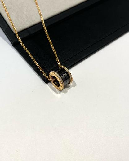 [CA]ZERO 1 BLACK CERAMIC DIAMOND PINK GOLD NECKLACE