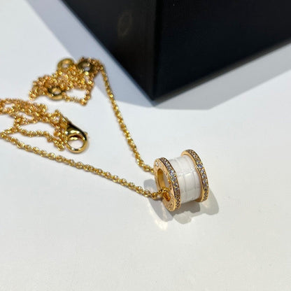 [CA]ZERO 1 WHITE CERAMIC DIAMOND PINK GOLD NECKLACE